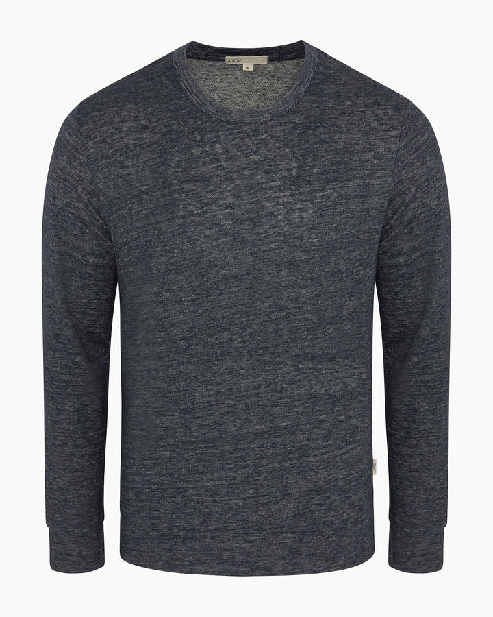 Terry Linen Crewneck Sweatshirt Washed Navy