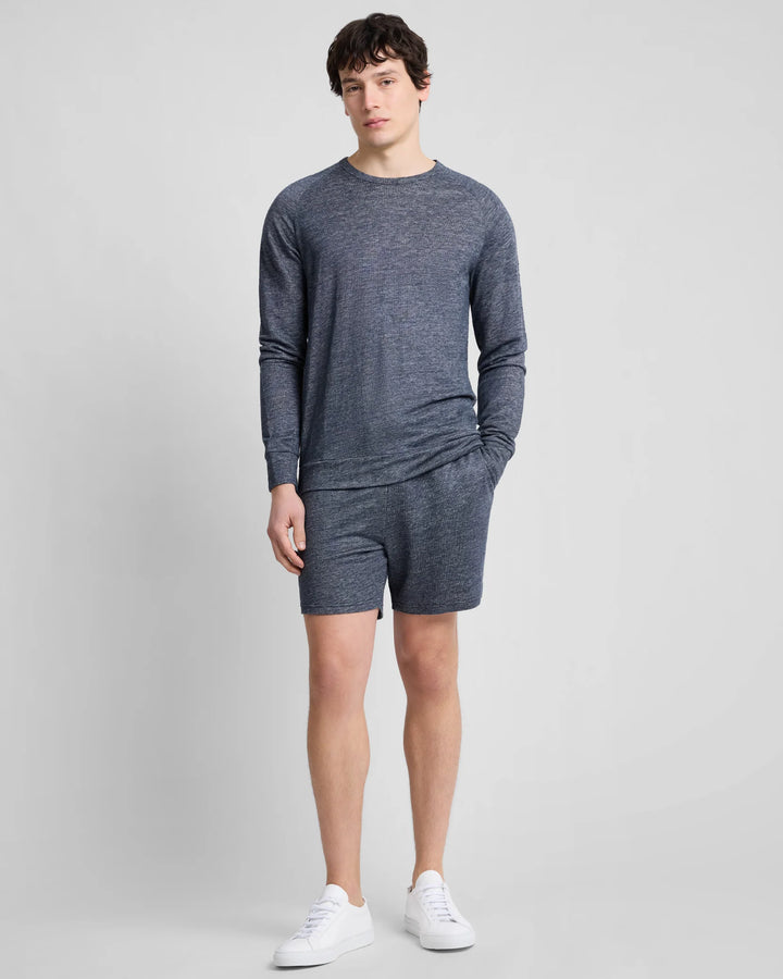 Terry Linen Crewneck Sweatshirt Washed Navy
