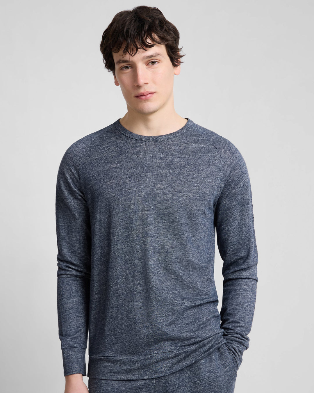 Terry Linen Crewneck Sweatshirt Washed Navy