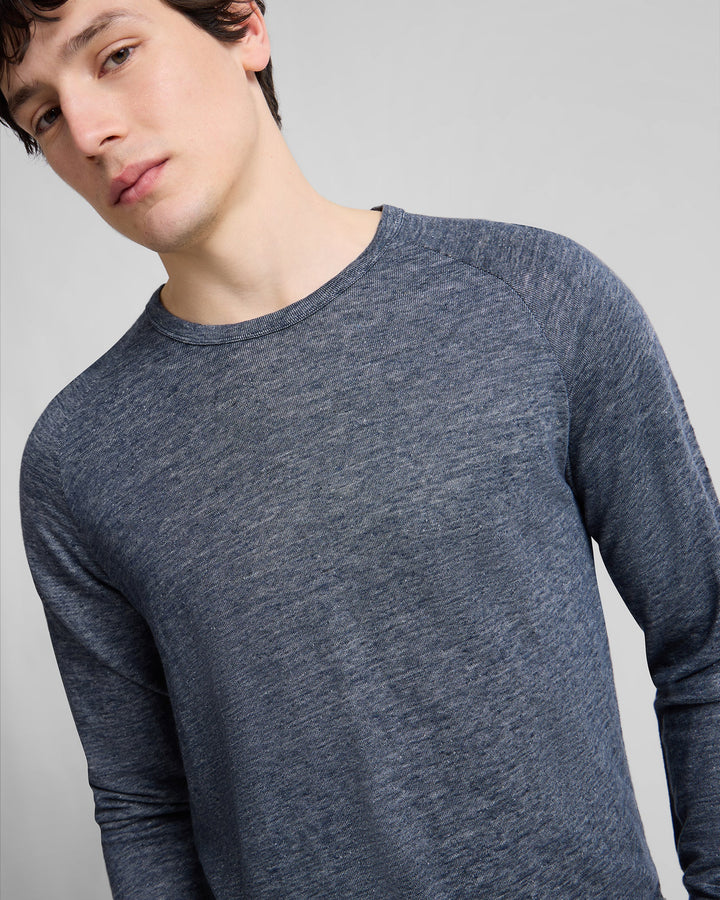 Terry Linen Crewneck Sweatshirt Washed Navy