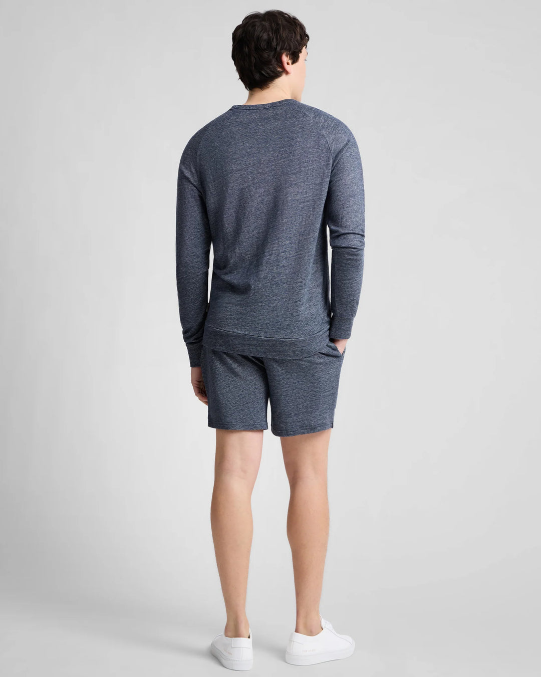 Terry Linen Crewneck Sweatshirt Washed Navy