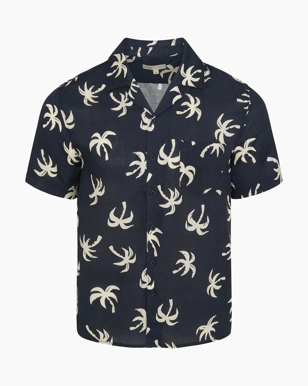 Air Linen Convertible Vacation Shirt Midnight Multi Palm