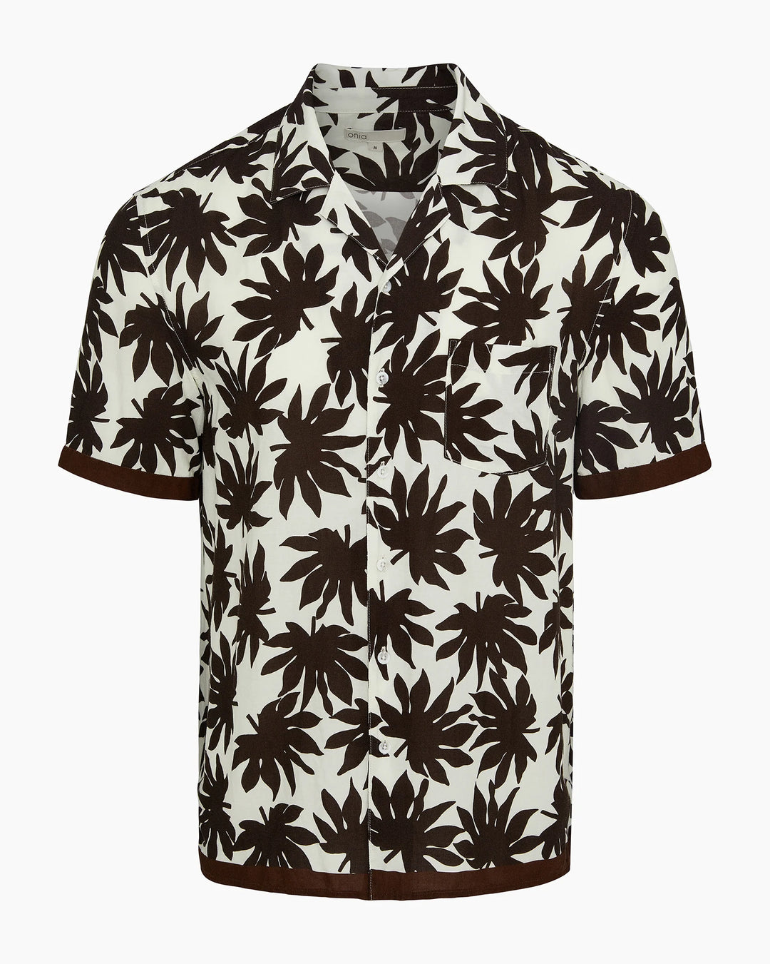 Air Linen Convertible Vacation Shirt Egret Multi Palm