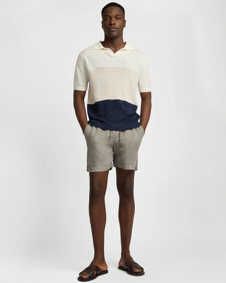 Silk Linen SS Johnny Polo Melange Multi Colorblock