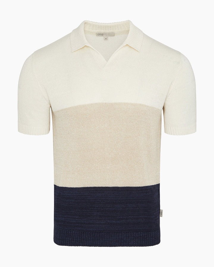 Silk Linen SS Johnny Polo Melange Multi Colorblock
