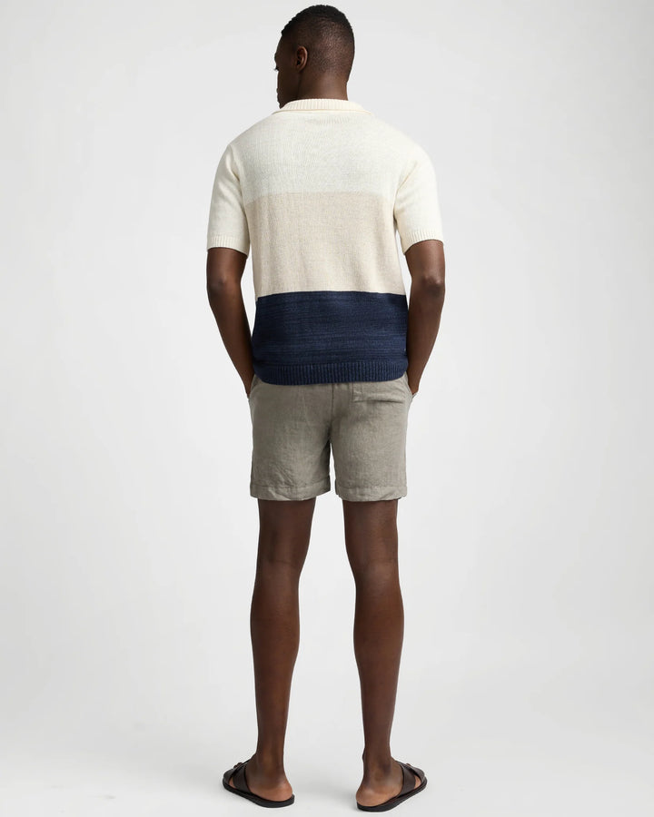 Silk Linen SS Johnny Polo Melange Multi Colorblock