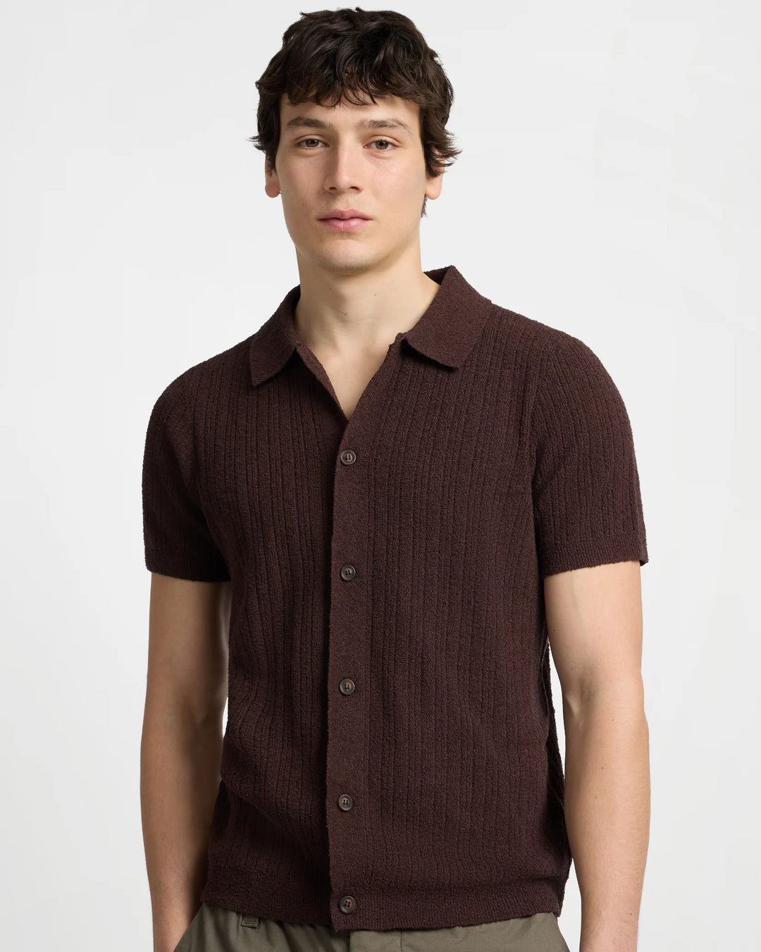 Boucle Rib Button Up