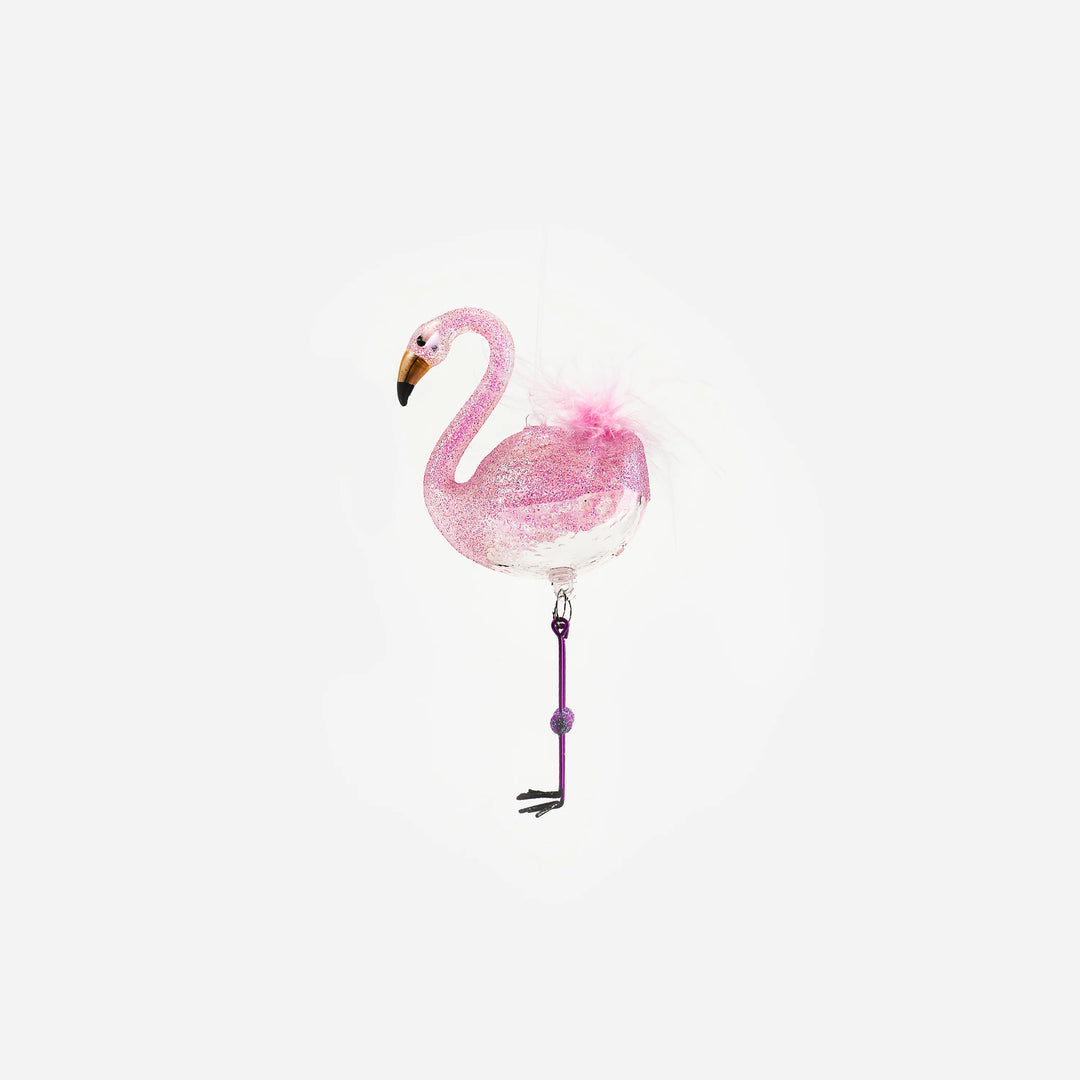 Flamingo Ornament Glass, 6in