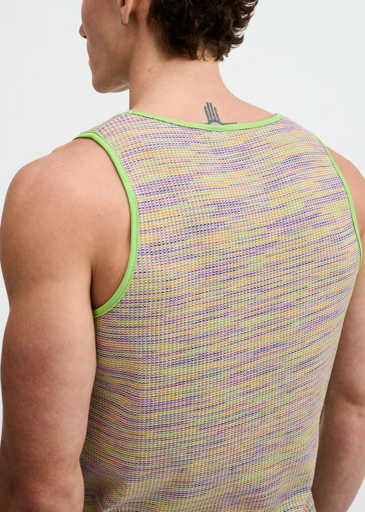 Grass Space Dye Textured Stretch Knit Tank St-11142