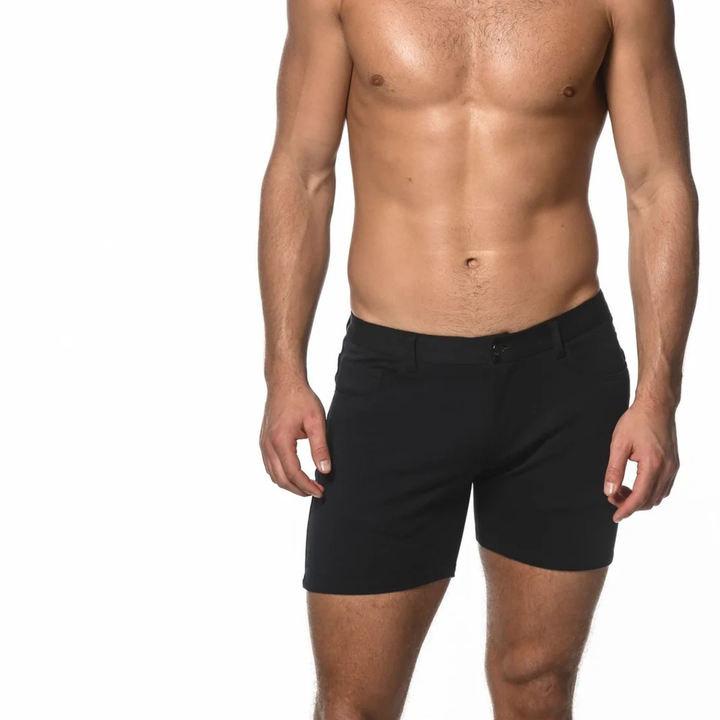 Navy 5" Inseam Stretch Knit Jeans Shorts  St-1932