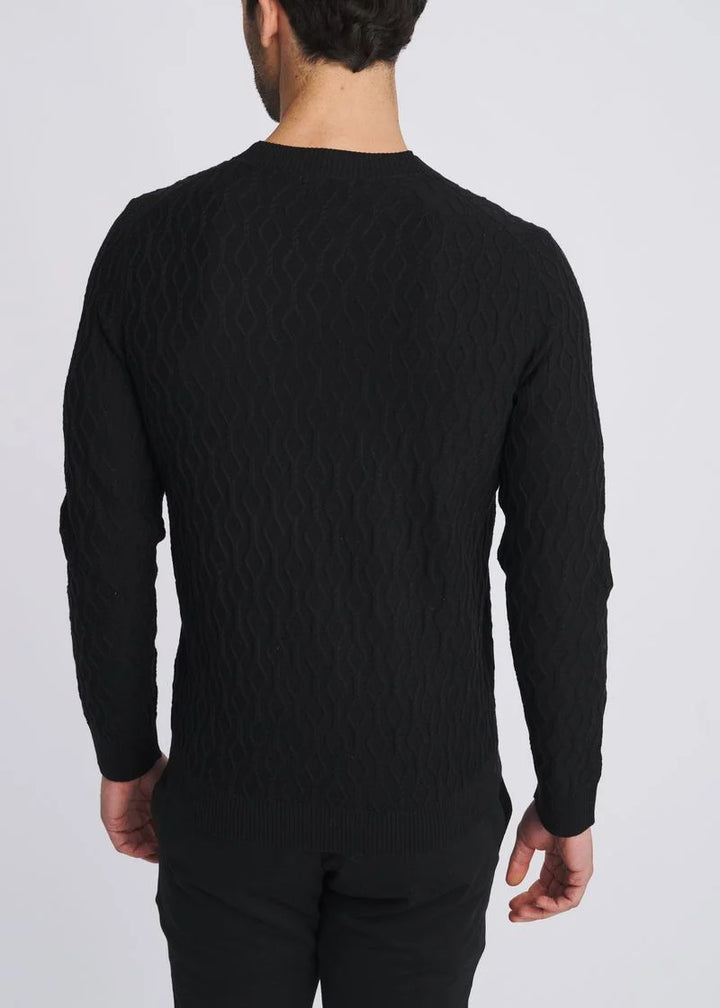 Cable Knit Crew Neck Wool Blend Sweater