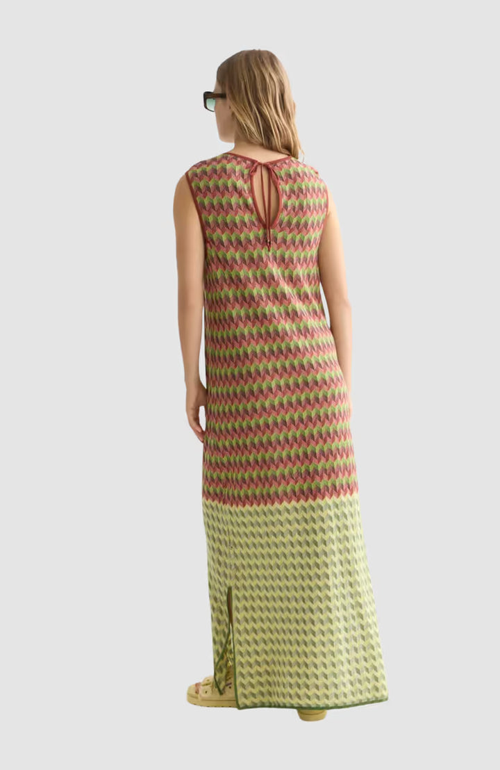 Chevron Knitted Maxi Dress Burnt Henna UFU01420T