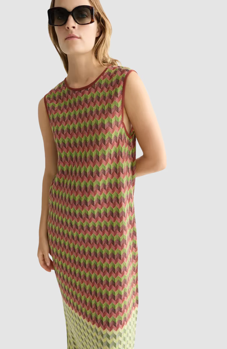 Chevron Knitted Maxi Dress Burnt Henna UFU01420T