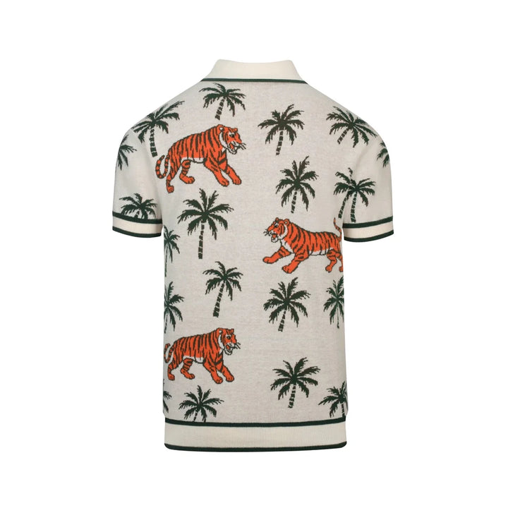 Green Coconut Tree Tiger Knit Cardigan