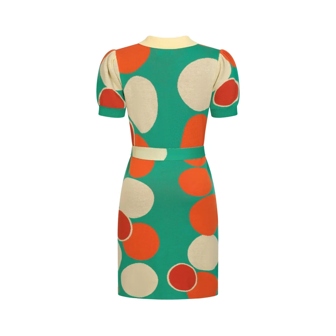 W 1960s Pop Art Circular Jacquard Pocket Knit Dress