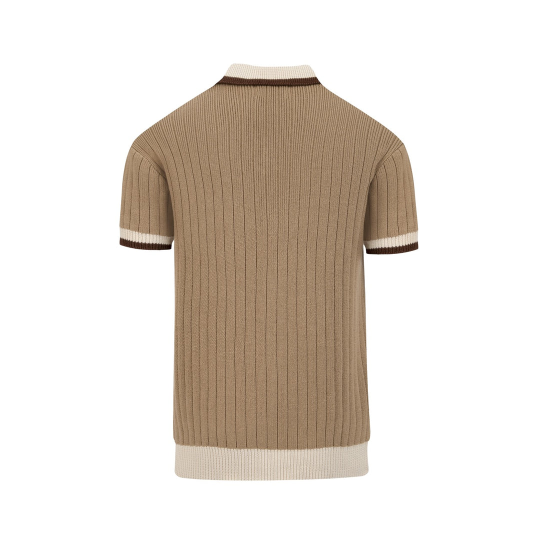 70s Retro Old Money Casual Style Knit Polo Collar T-Shirt
