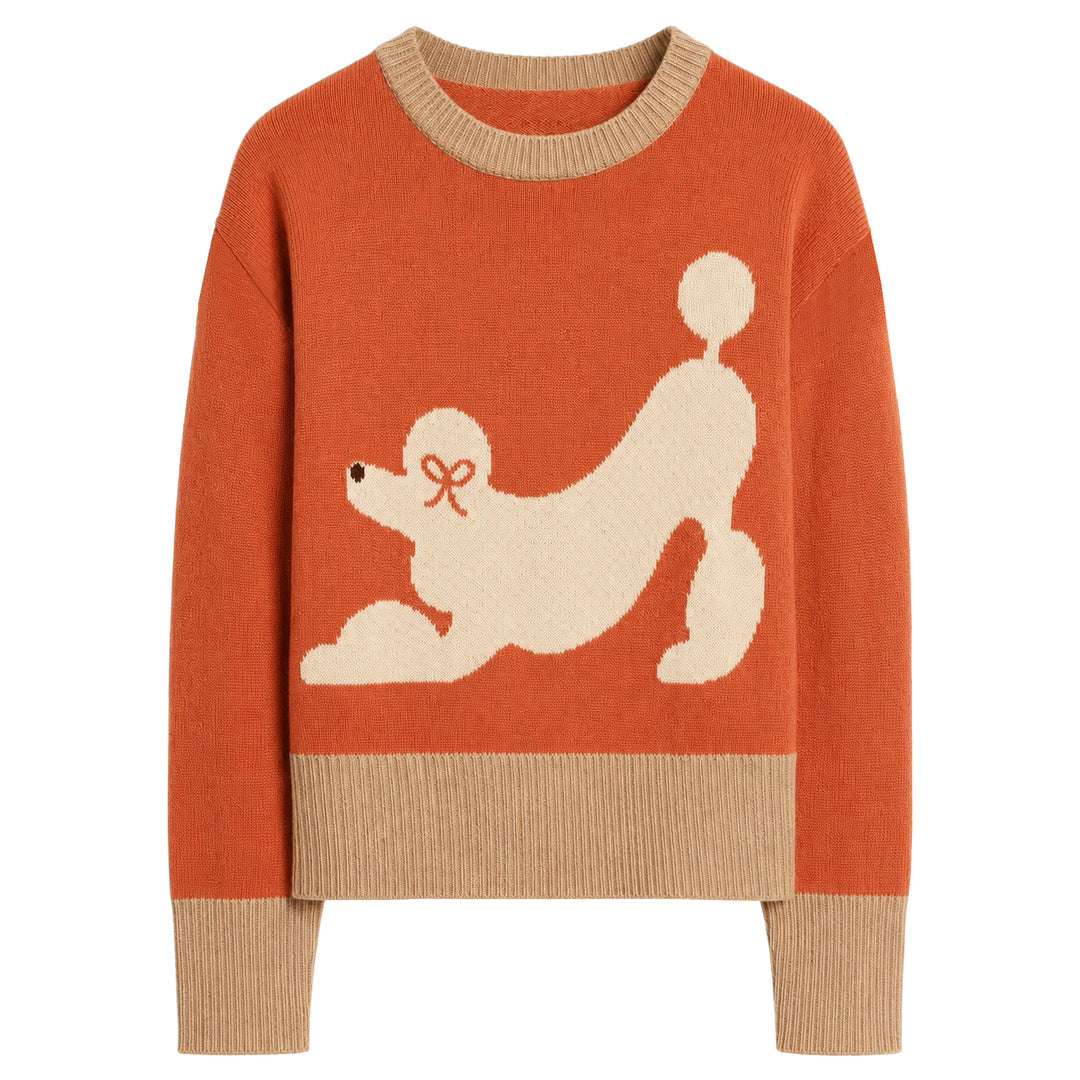 W Orange Vintage Poodle Jacquard Knit