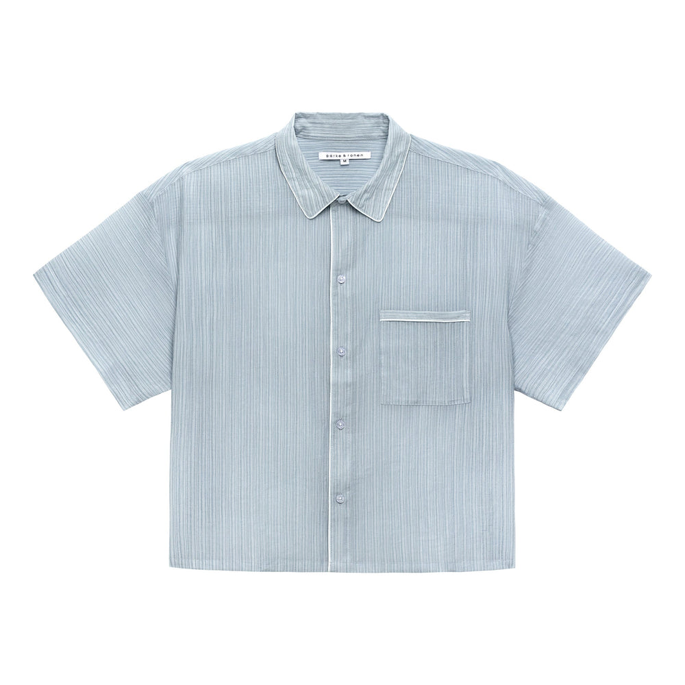 NEW- Sky Pebble Stripe PJ Shirt - Parke & Ronen