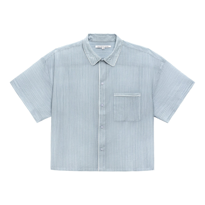 NEW- Sky Pebble Stripe PJ Shirt - Parke & Ronen