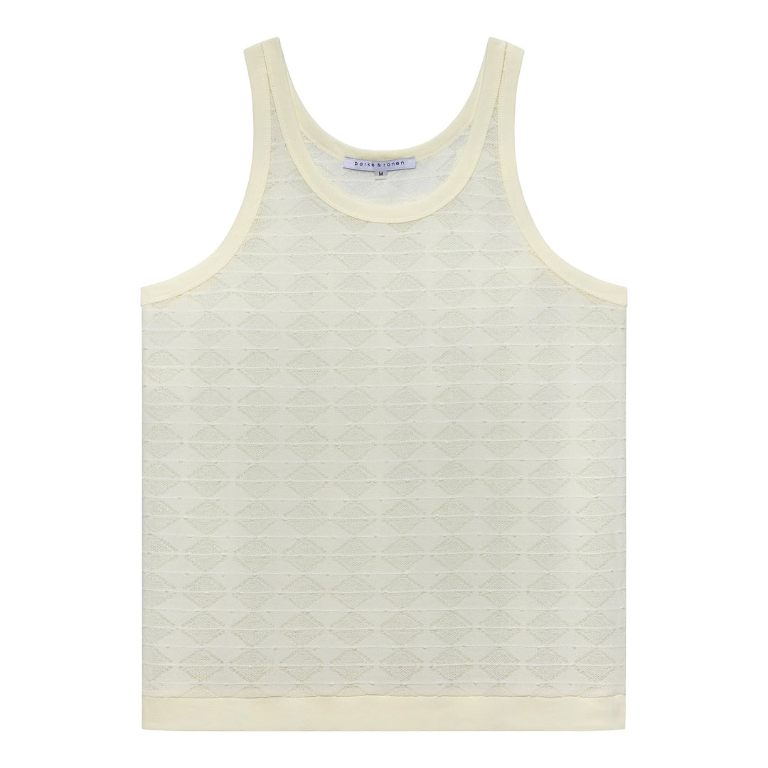 NEW- Ivory Chevron Lace Tank - Parke & Ronen