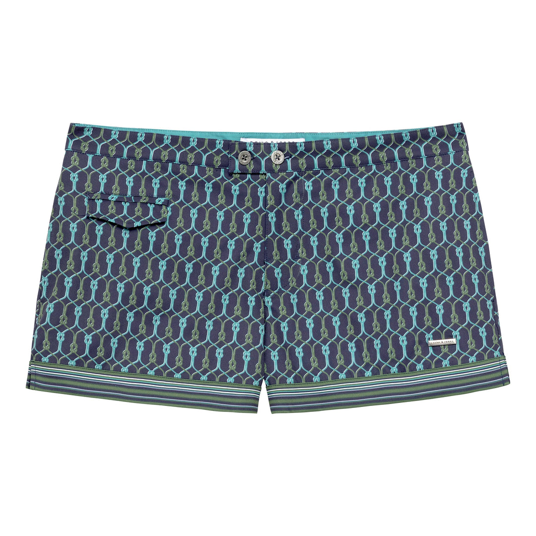 NEW- Teal Voyager Lido Printed Swim Short - Parke & Ronen