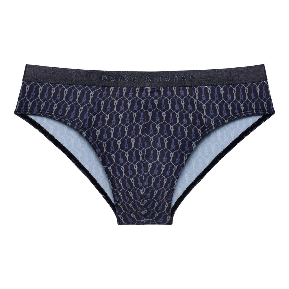 Black Sailor's Knot Printed Low Rise Brief - Parke & Ronen