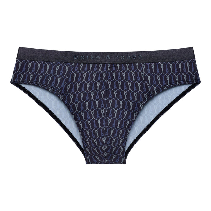 Black Sailor's Knot Printed Low Rise Brief - Parke & Ronen