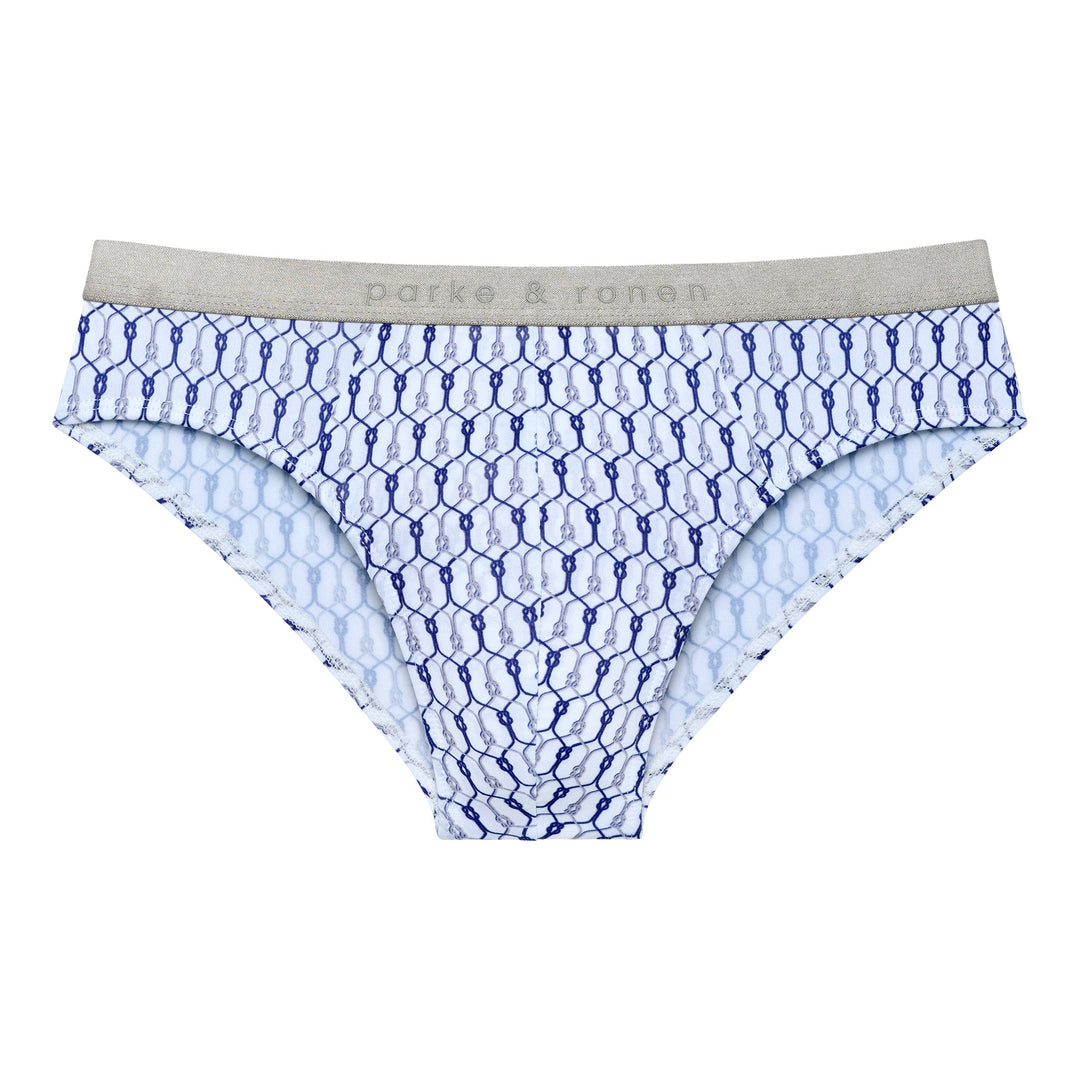 Blue Sailor's Knot Printed Low Rise Brief - Parke & Ronen