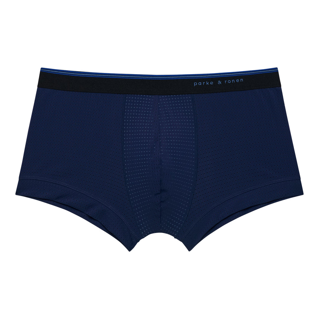 Navy Wave Mesh Low Rise Trunk - Parke & Ronen