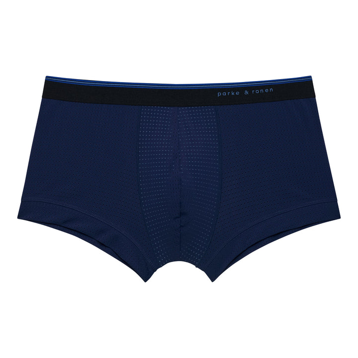 Navy Wave Mesh Low Rise Trunk - Parke & Ronen