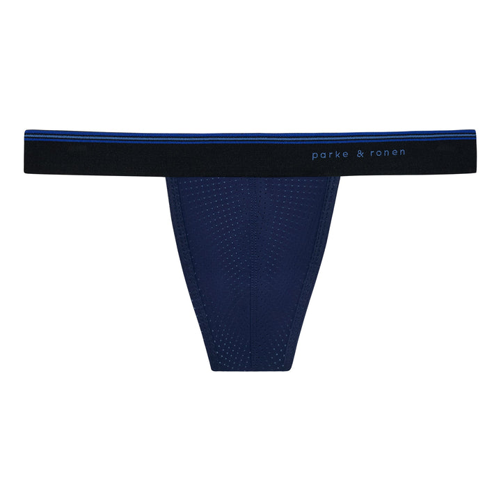 Navy Wave Mesh Thong - Parke & Ronen