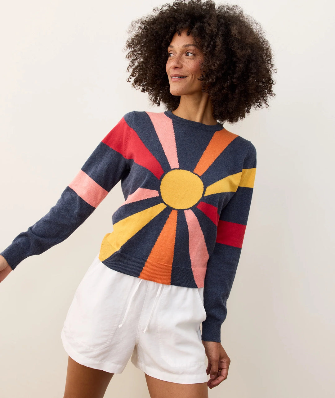 Exploded Sun Icon Sweater Navy