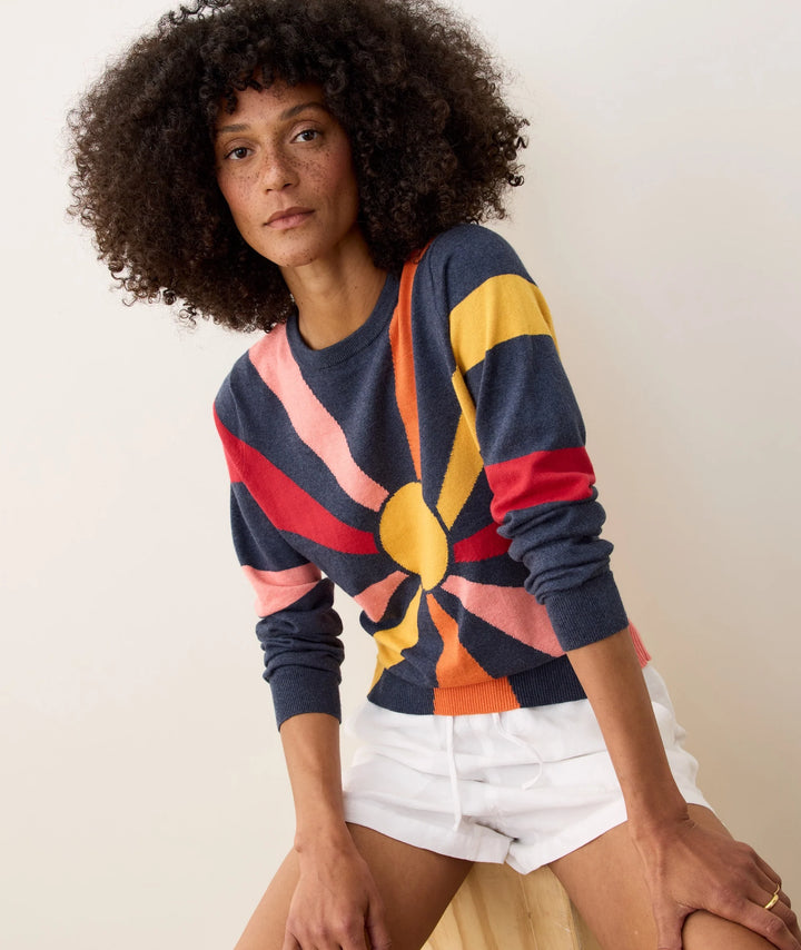 Exploded Sun Icon Sweater Navy