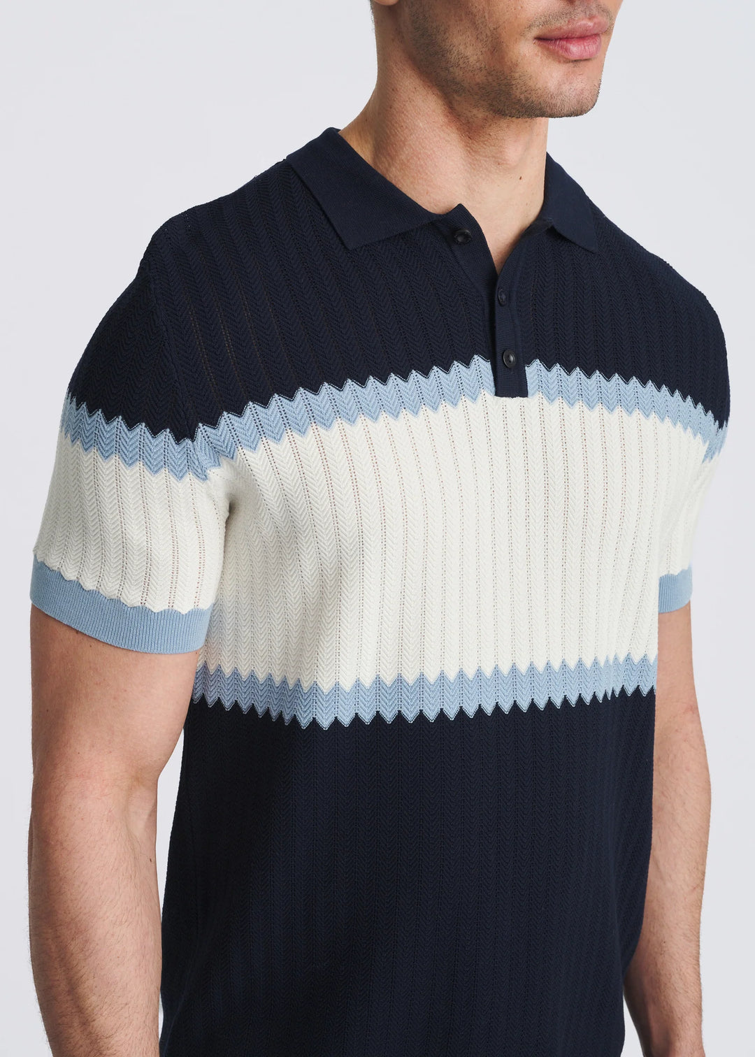 Color Block Silk/Tencel Knit Polo