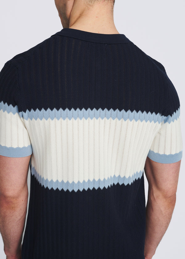 Color Block Silk/Tencel Knit Polo