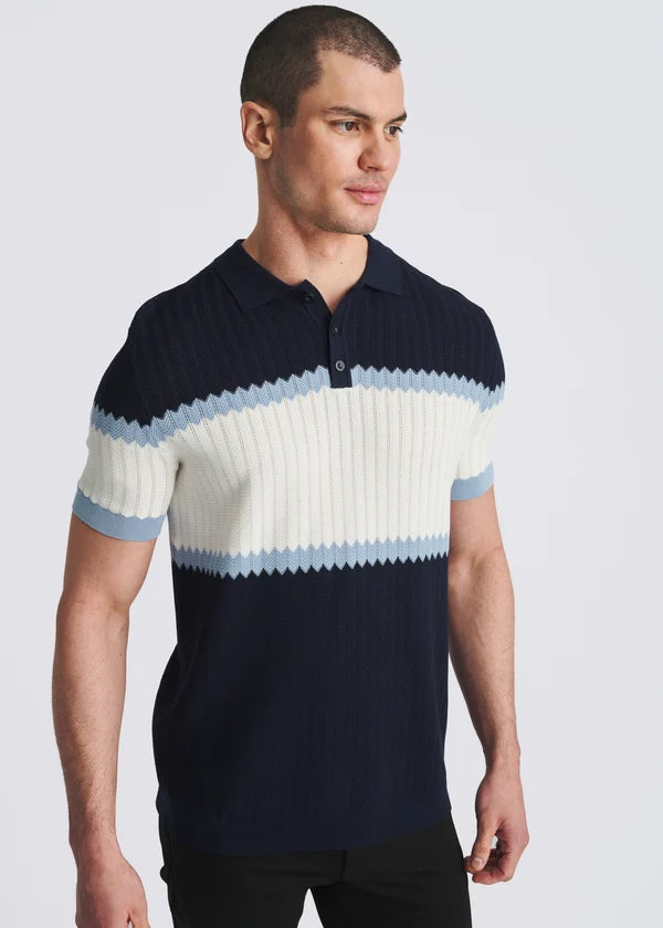 Color Block Silk/Tencel Knit Polo