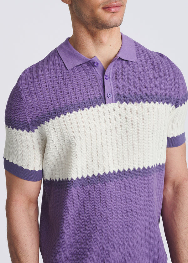 Color Block Silk/Tencel Knit Polo