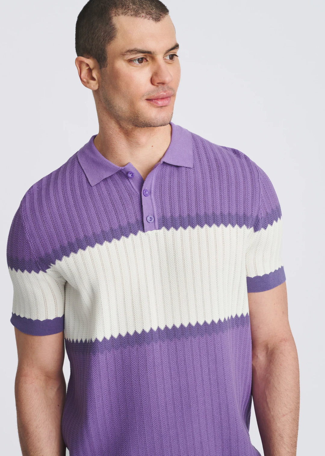 Color Block Silk/Tencel Knit Polo