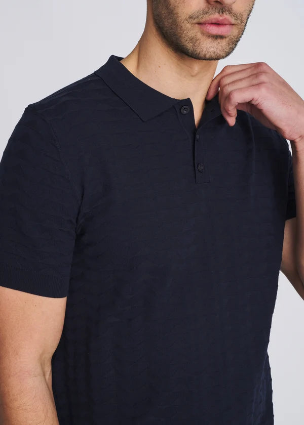 Embossed Triangles Silk/Tencel Knit Polo
