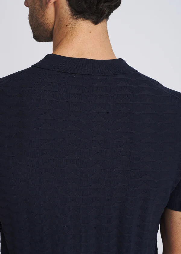 Embossed Triangles Silk/Tencel Knit Polo