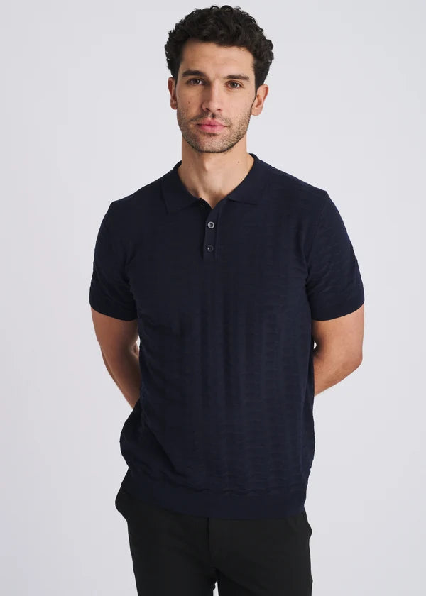 Embossed Triangles Silk/Tencel Knit Polo