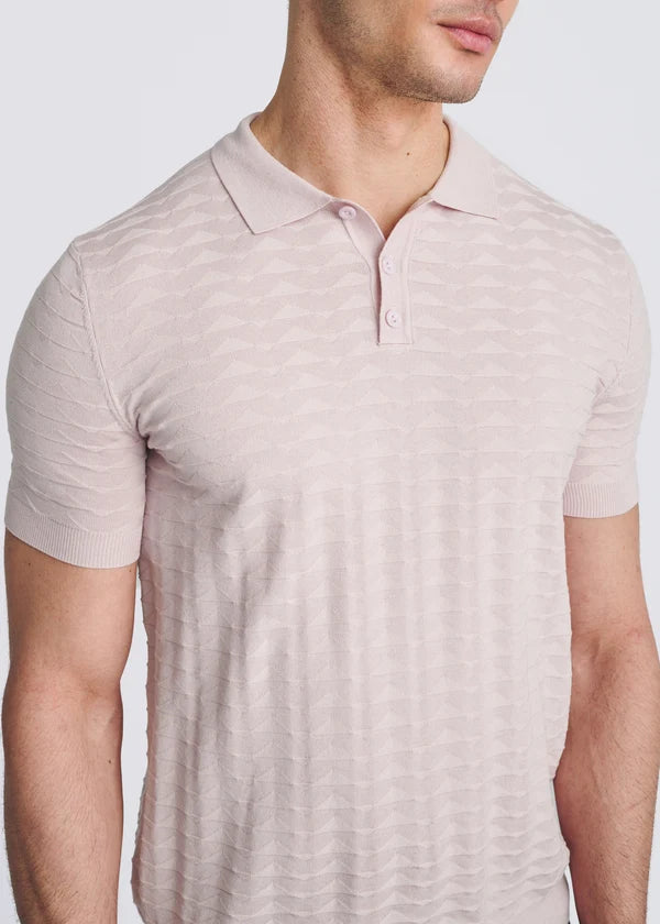 Embossed Triangles Silk/Tencel Knit Polo