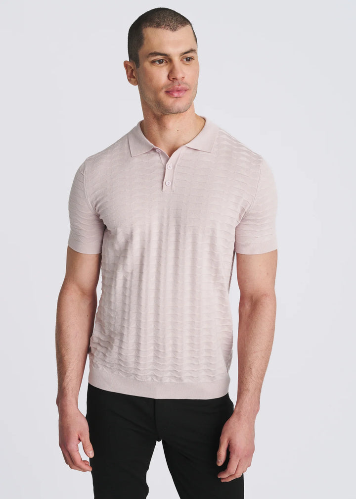 Embossed Triangles Silk/Tencel Knit Polo