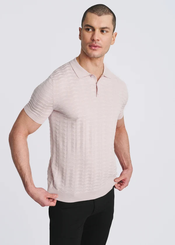 Embossed Triangles Silk/Tencel Knit Polo