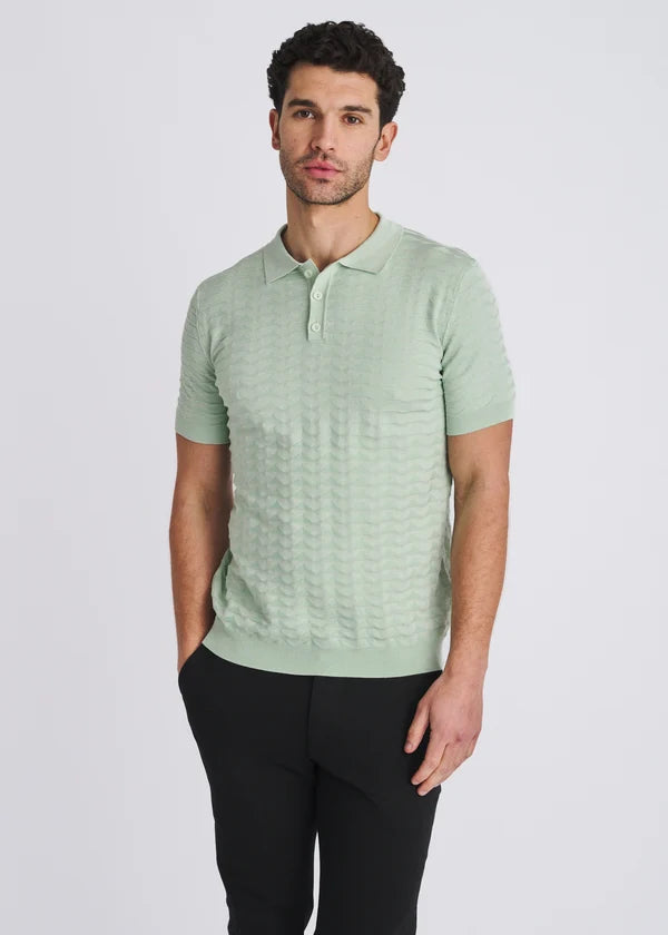 Embossed Triangles Silk/Tencel Knit Polo