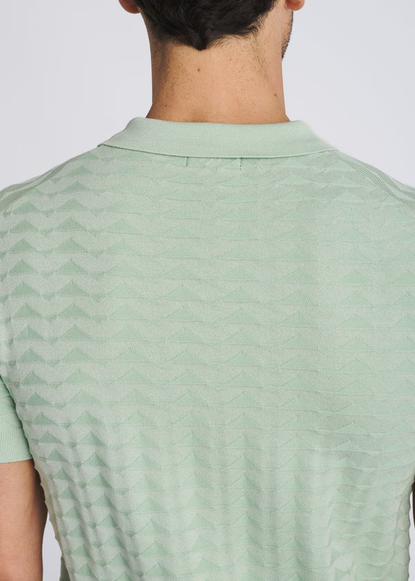 Embossed Triangles Silk/Tencel Knit Polo