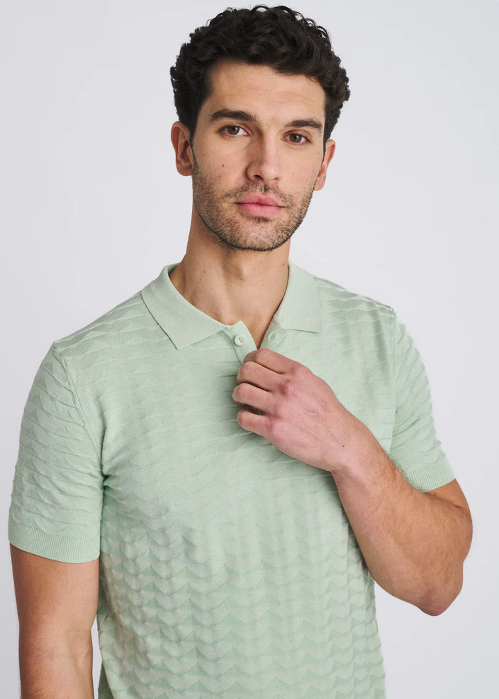 Embossed Triangles Silk/Tencel Knit Polo