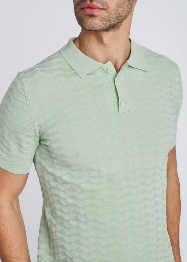 Embossed Triangles Silk/Tencel Knit Polo