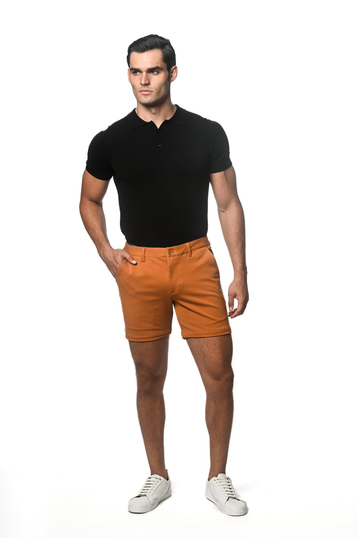 Rust 6" Inseam Textured Stretch Knit Chino Short PM-2531