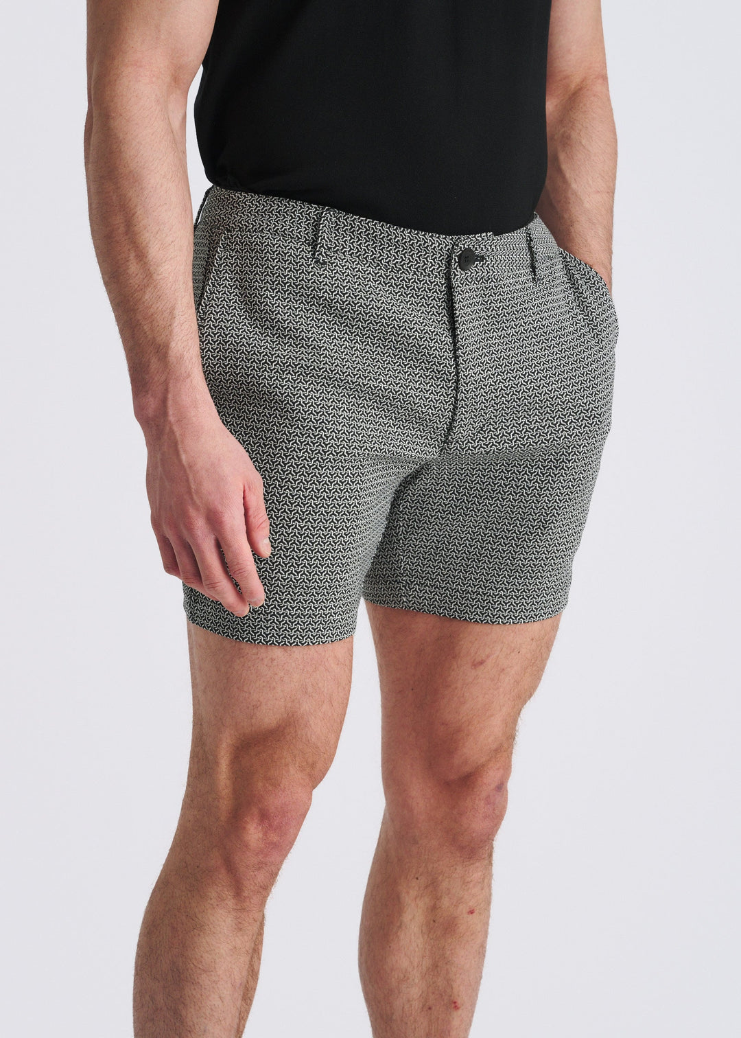 Black/White Links 6" Inseam Stretch Woven Chino Shorts Pm-2550